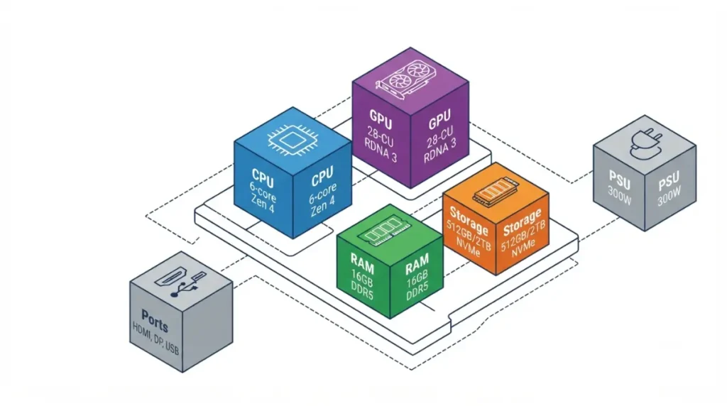 Steam Machine specifications shown as modular components