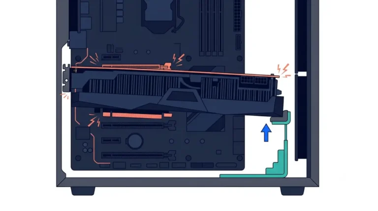 GPU Support bracket lifting a sagging graphics card inside a PC case.