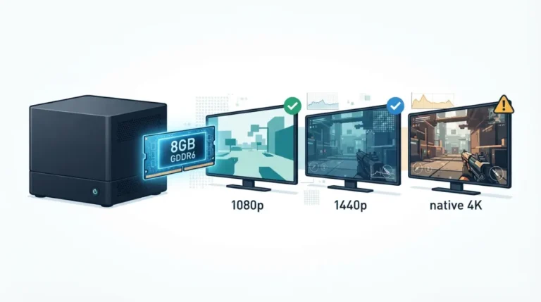 Steam Machine 8GB GDDR6 VRAM fits 1080p and 1440p better than native 4K.