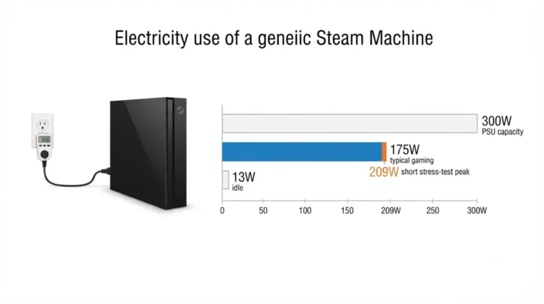 Steam Machine Power: 300W PSU capacity compared with about 175W gaming draw at the wall