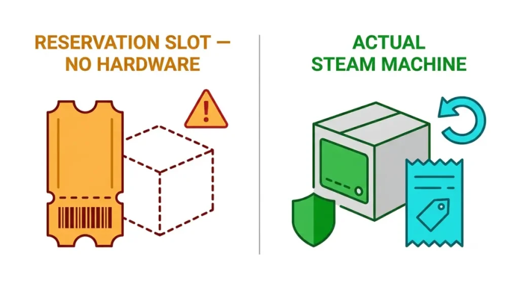 Steam Machine reservation slot compared with an actual Steam Machine hardware purchase