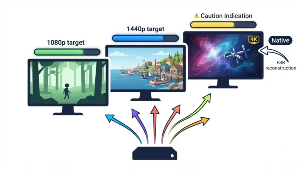 Steam Machine vs Mini PC: 1080p and 1440p gaming targets compared with upscaled 4K output